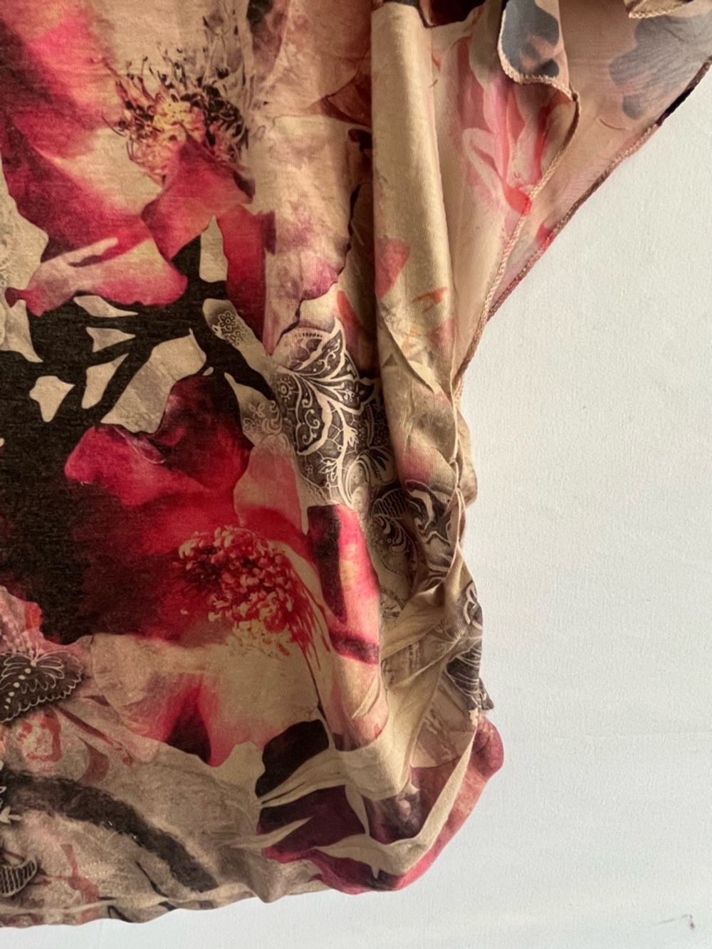 Espresso Floral Flutter Sleeve Studded Whimsical Boho Top L - Picture 4 of 10